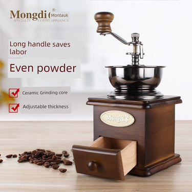 Mongdio Retro Coffee Grinder – Manual Hand - Crank Burr Mill – Tariff - Free! - InspiredGrabs.com